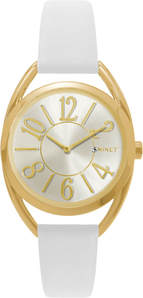 MINET Bílo-zlaté dámské hodinky s čísly ICON WHITE CHARM MWL5089