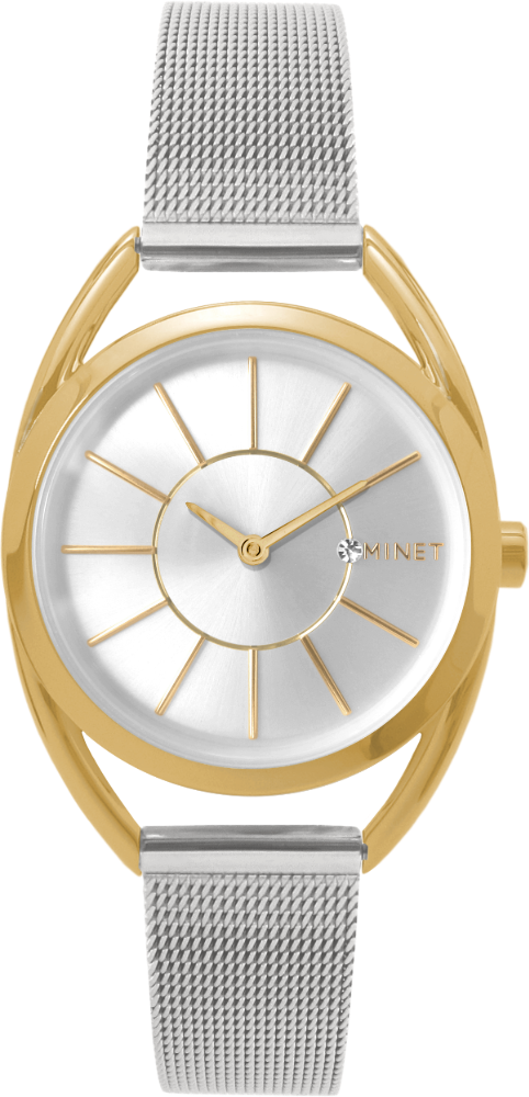 MINET Stříbrno-zlaté dámské hodinky ICON BICOLOR MESH MWL5092
