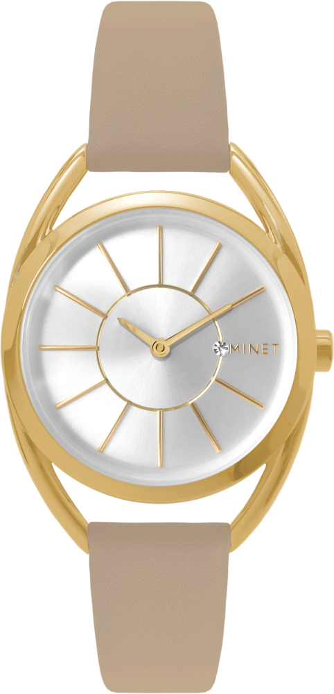 MINET Béžovo-zlaté dámské hodinky ICON BIEGE ELEGANCE MWL5094