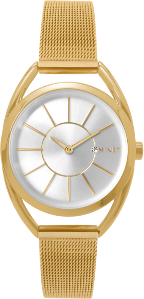 MINET Zlaté dámské hodinky ICON LIGHT GOLD MESH