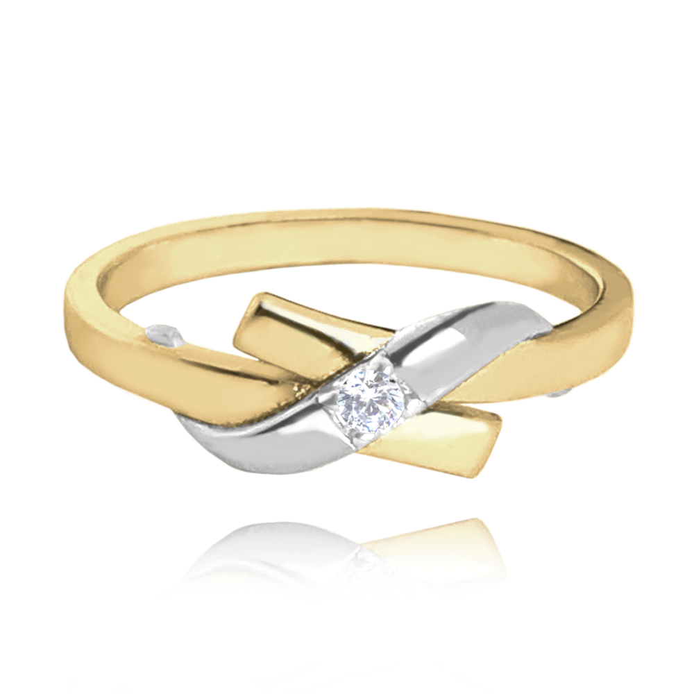 Elegantní stříbrný pozlacený prsten MINET s bílým zirkonem vel. 60