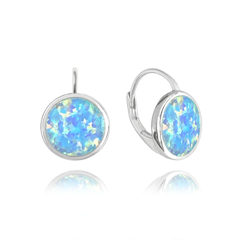 MINET Stříbrné náušnice s modrými opály JMAS0131AE00