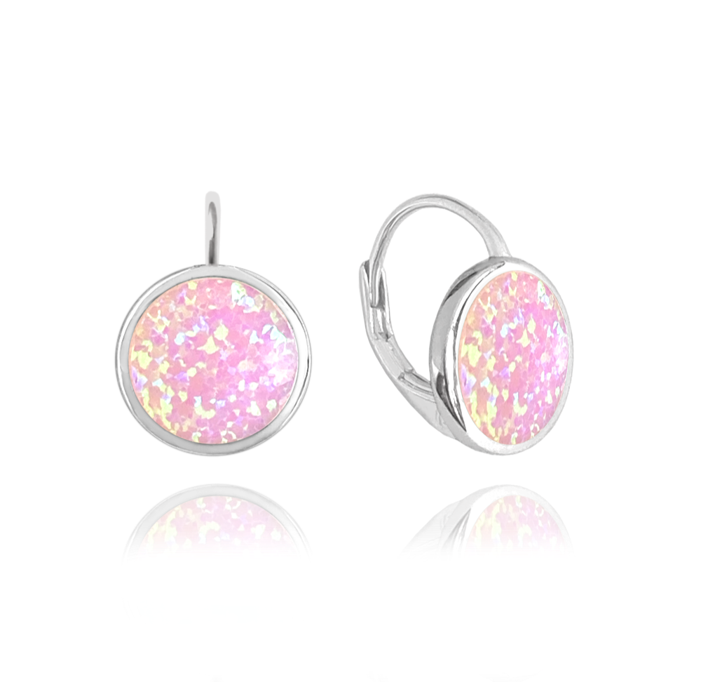 MINET Stříbrné náušnice s růžovými opály JMAS0131PE00