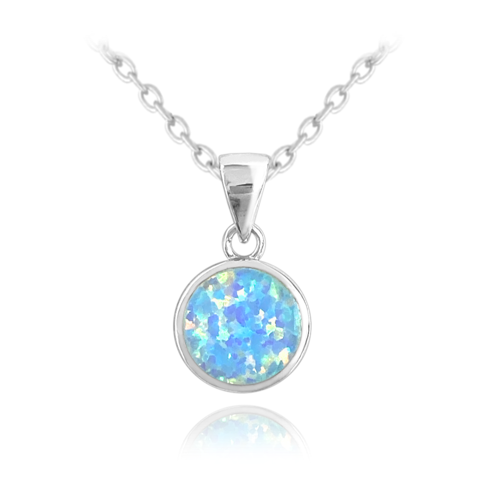MINET Stříbrný náhrdelník s modrým opálem