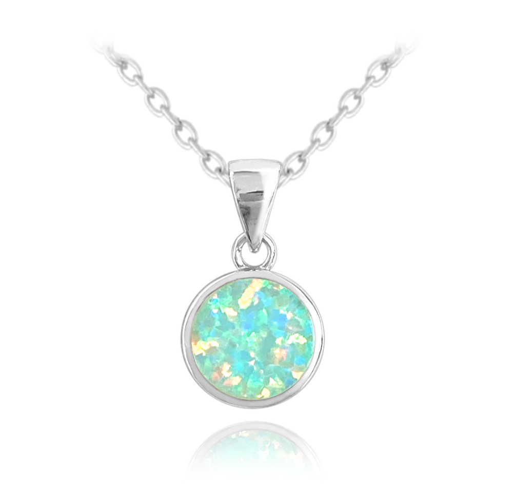MINET Stříbrný náhrdelník s tyrkysovým opálem JMAS0131TN45