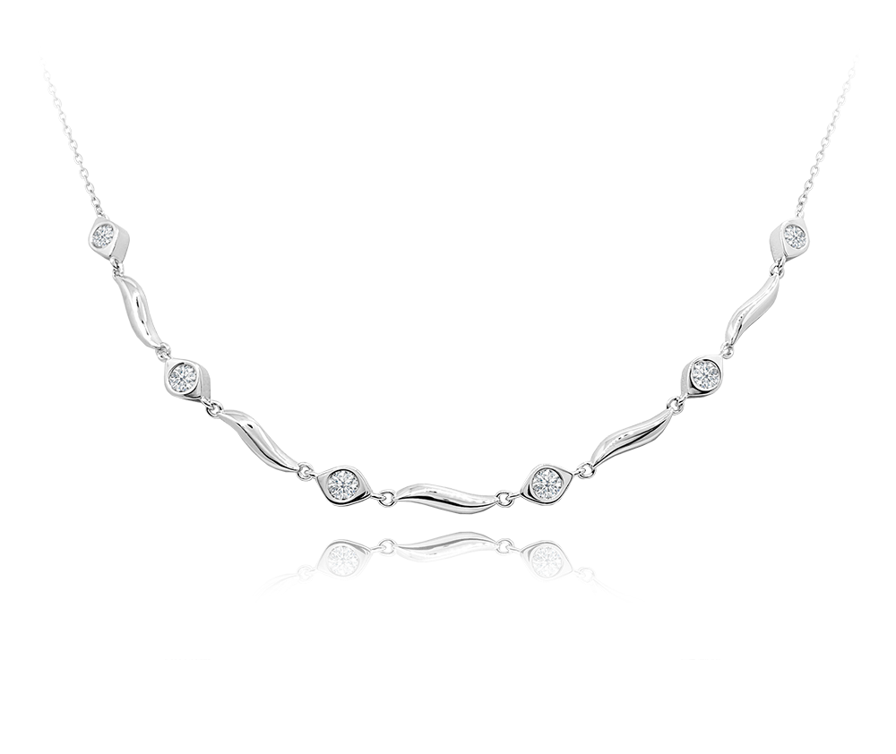 MINET Elegantní stříbrný náhrdelník s bílými zirkony JMAS0137SN45