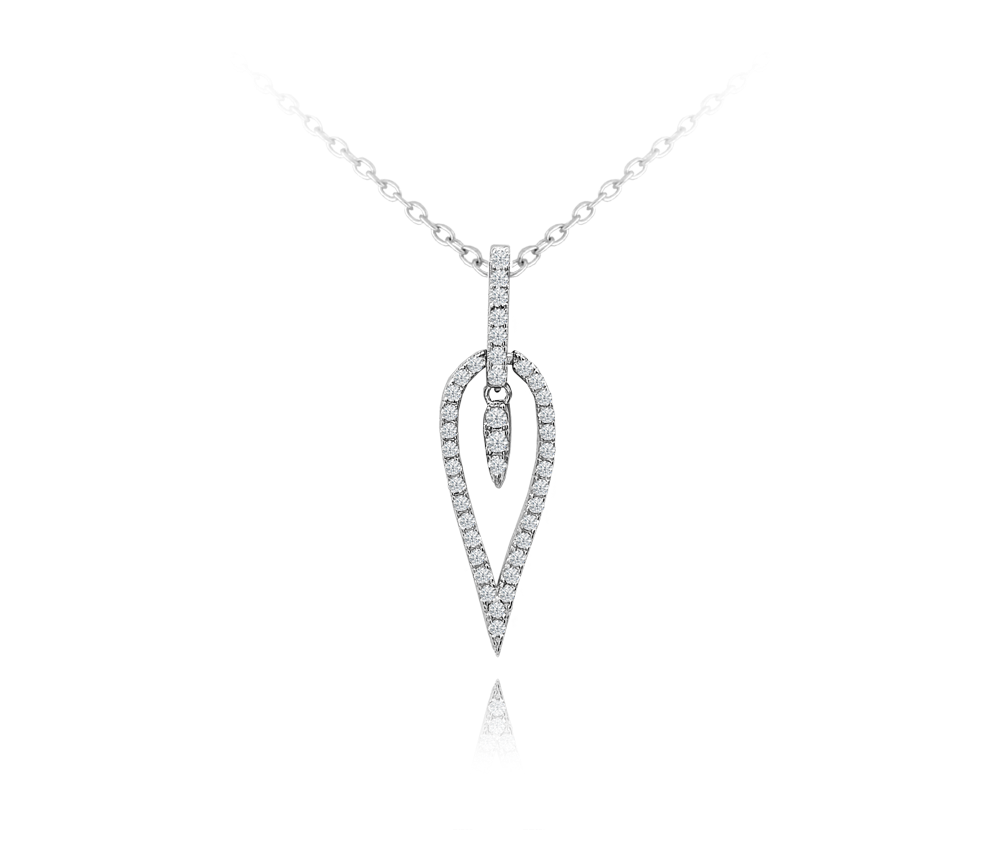 MINET Stříbrný náhrdelník KAPKA s bílými zirkony JMAS0142SN45