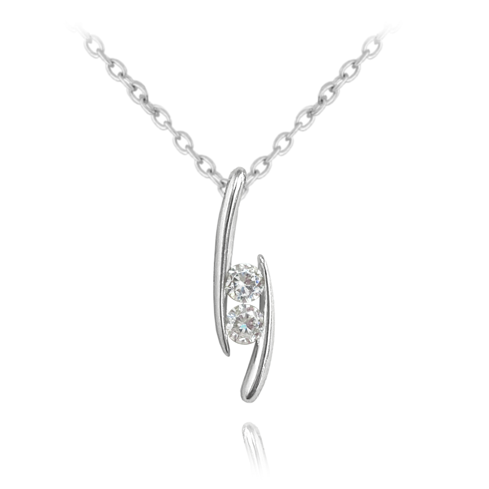 MINET Stříbrný náhrdelník s velkými zirkony