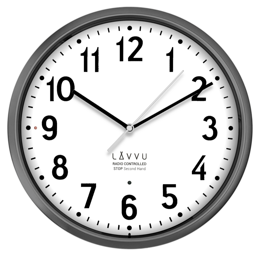 LAVVU Šedé hodiny Accurate Metallic Silver řízené rádiovým signálem - 3 ROKY ZÁRUKA! LCR3011