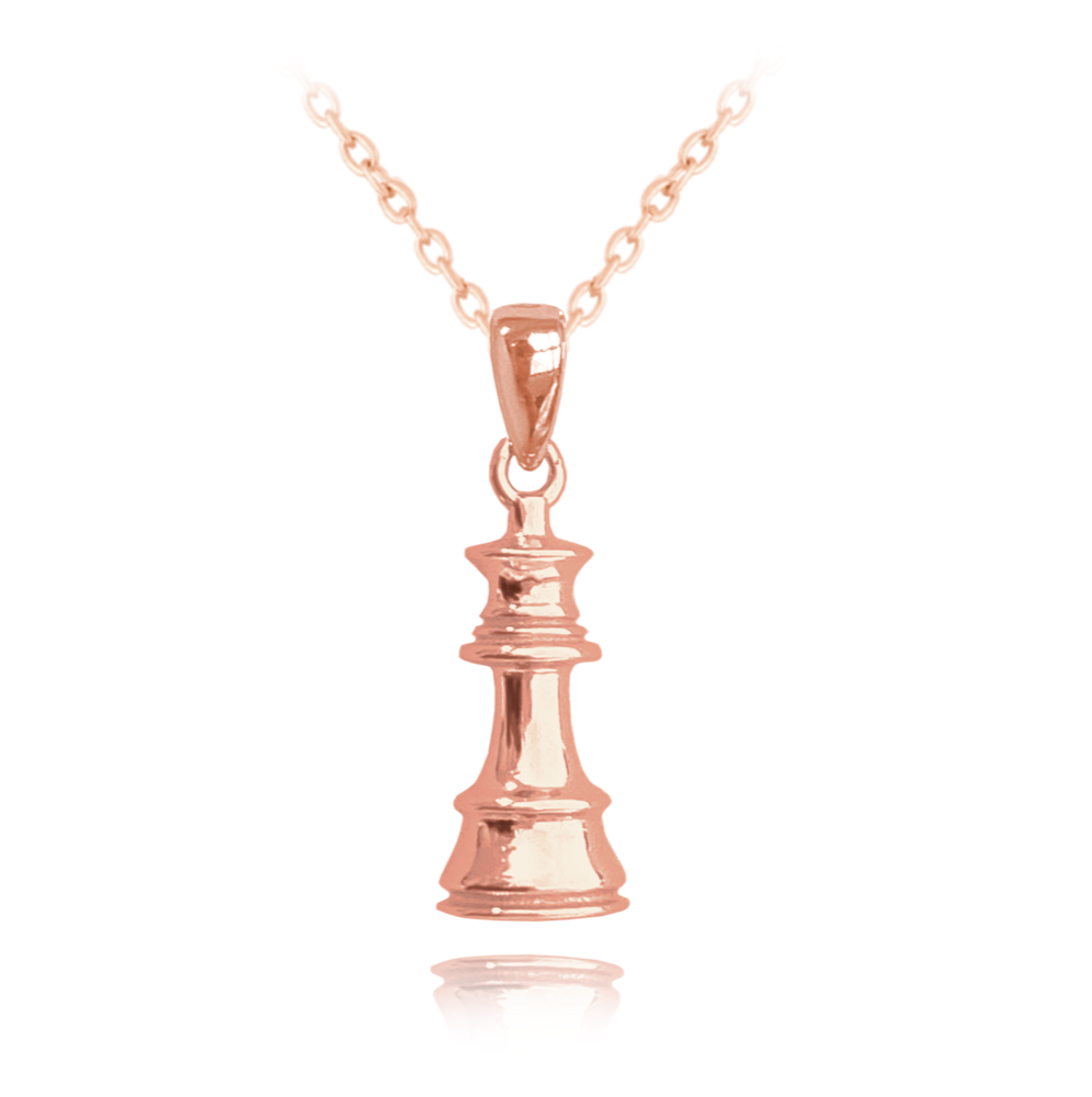 MINET Rose gold stříbrný náhrdelník ŠACHY - KRÁLOVNA