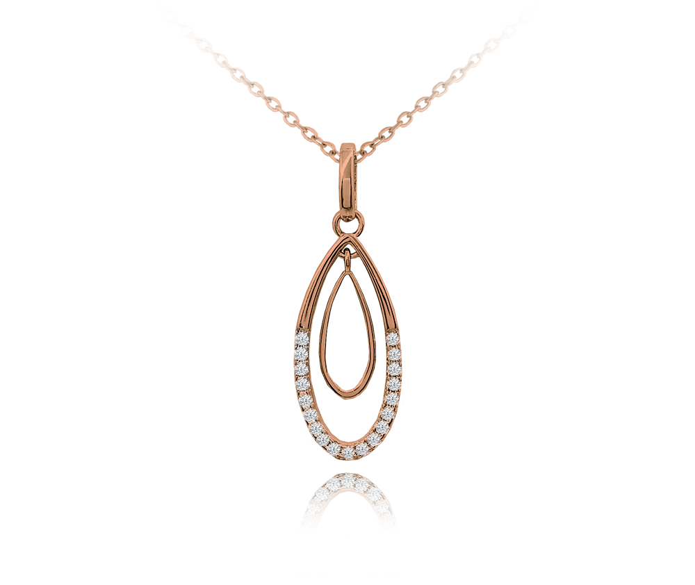 MINET Rose gold luxusní stříbrný náhrdelník s bílými zirkony