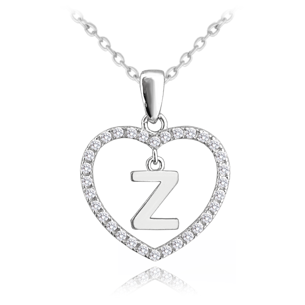 MINET Stříbrný náhrdelník písmeno v srdíčku "Z" se zirkony JMAS900ZSN45