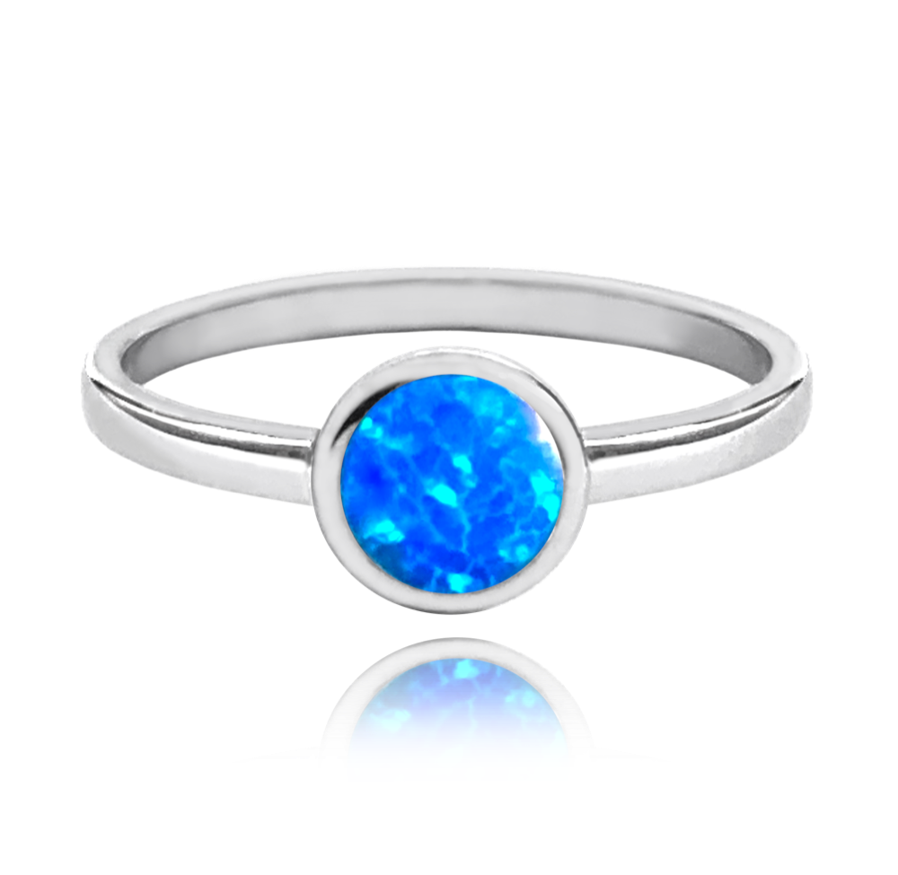 MINET Stříbrný prsten s modrým opálkem vel. 53 JMAN0293AR53