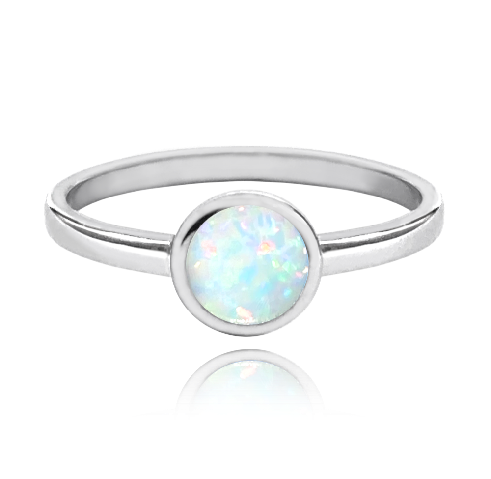 MINET Stříbrný prsten s bílým opálkem vel. 53 JMAN0293WR53
