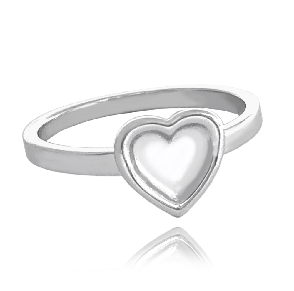 MINET Stříbrný prsten LOVE se srdíčkem vel. 48 JMAN0296SR48