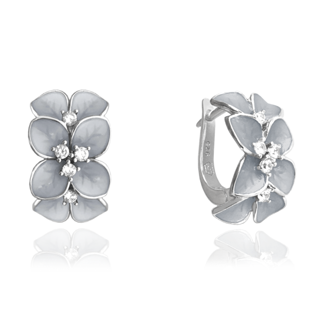 MINET Rozkvetlé stříbrné náušnice FLOWERS se zirkony JMAS5034WE00
