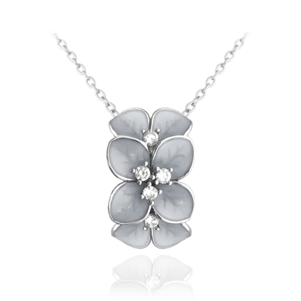 MINET Rozkvetlý stříbrný náhrdelník FLOWERS se zirkony JMAS5034WN45