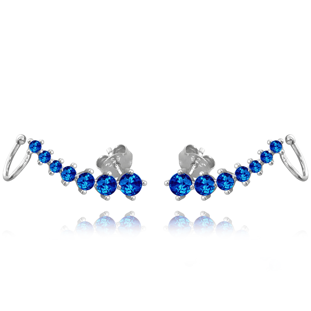 MINET Elegantní stříbrné náušnice s modrými zirkony JMAN0254BE00