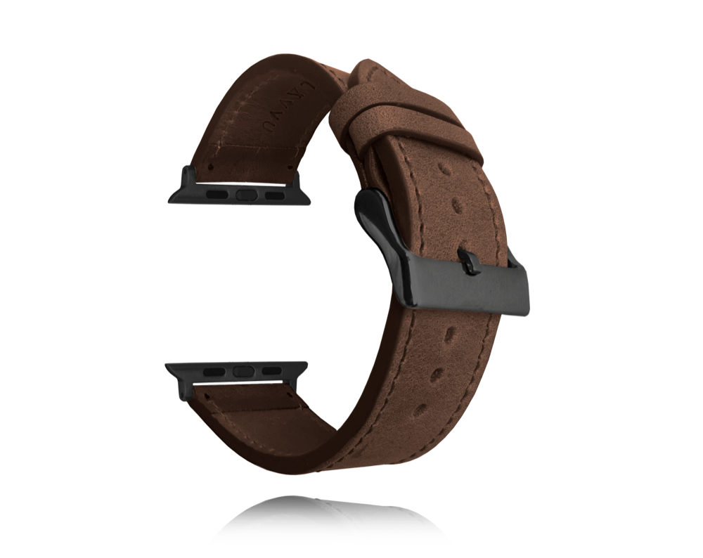 LAVVU Tmavě hnědý kožený řemínek Top Grain pro APPLE WATCH 42-44 mm