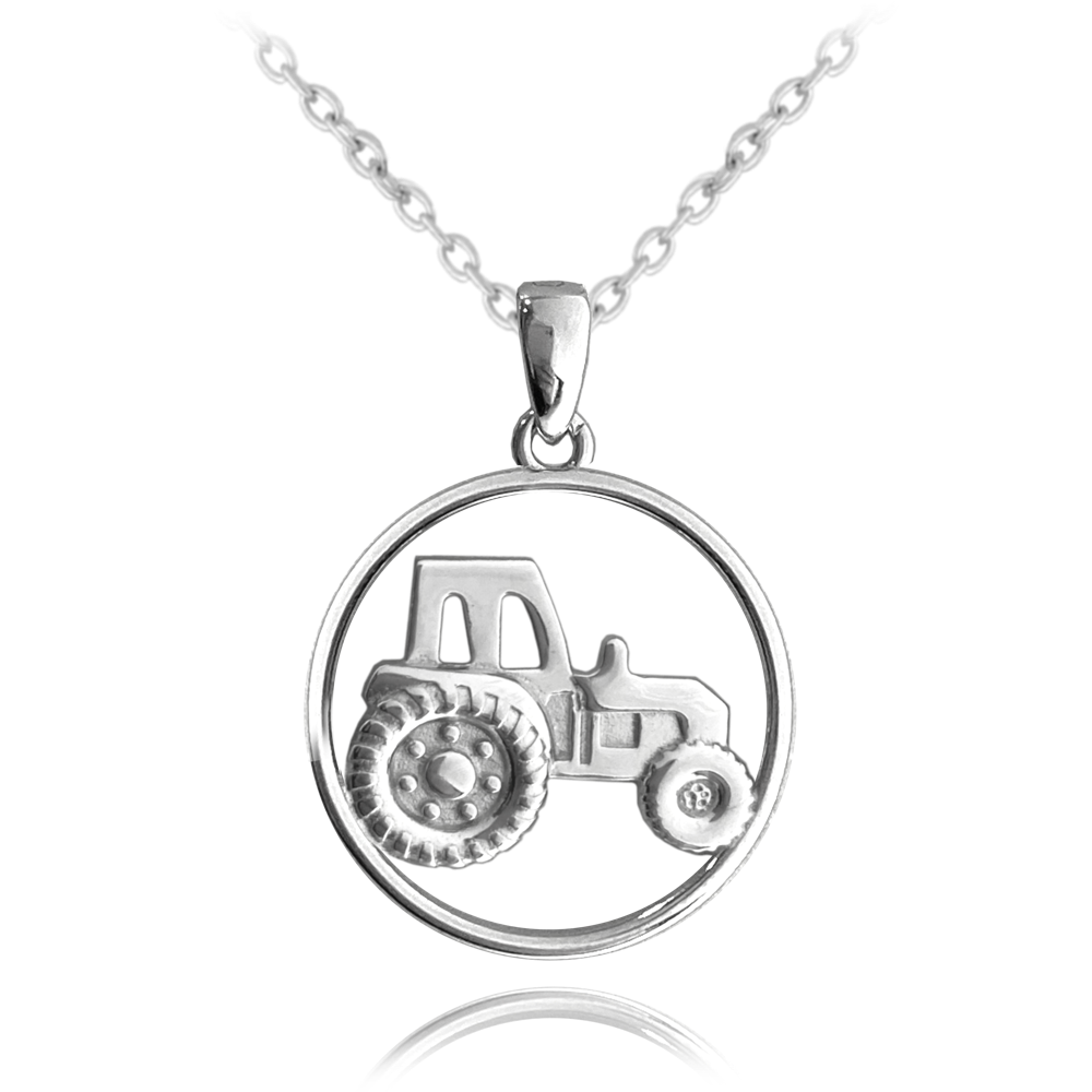 MINET Stříbrný náhrdelník TRAKTOR v kroužku