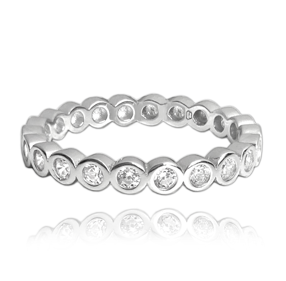 MINET Kuličkový stříbrný prsten s bílými zirkony vel. 51 JMAS0122WR51