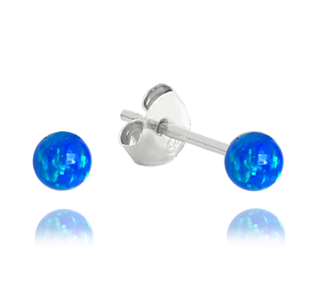 MINET Stříbrné náušnice KULIČKY s tmavě modrými opálky JMAS0151BE03