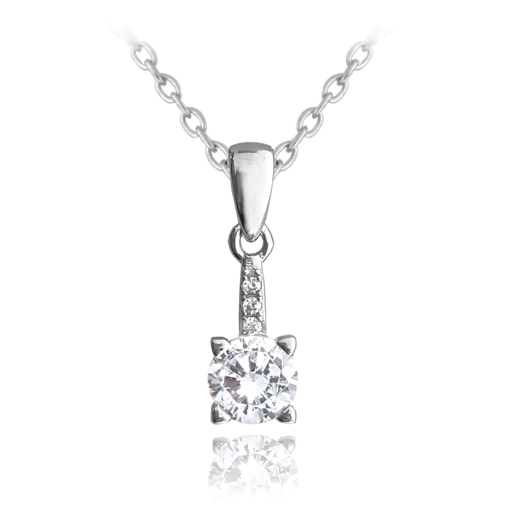 MINET Elegantní stříbrný náhrdelník s bílým zirkonem JMAS0150SN45