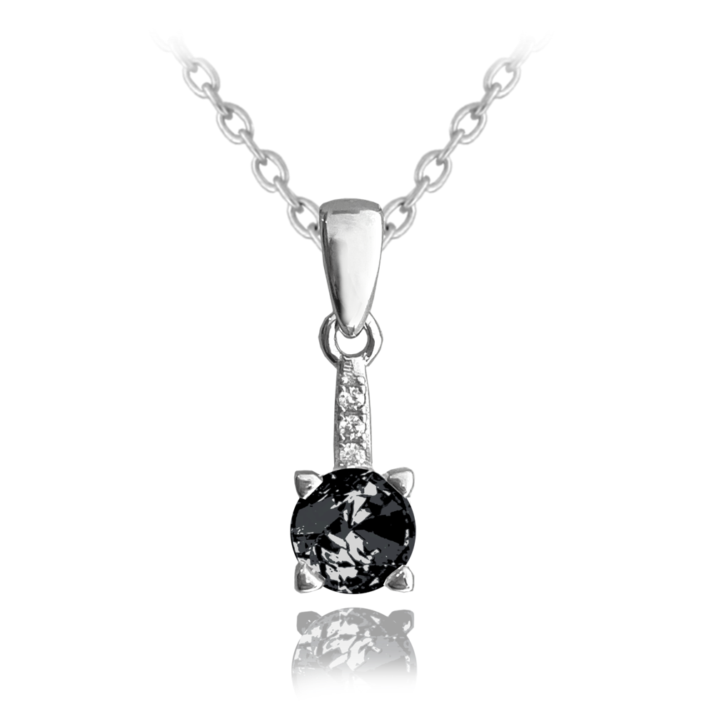MINET Elegantní stříbrný náhrdelník s černým zirkonem JMAS0150NN45