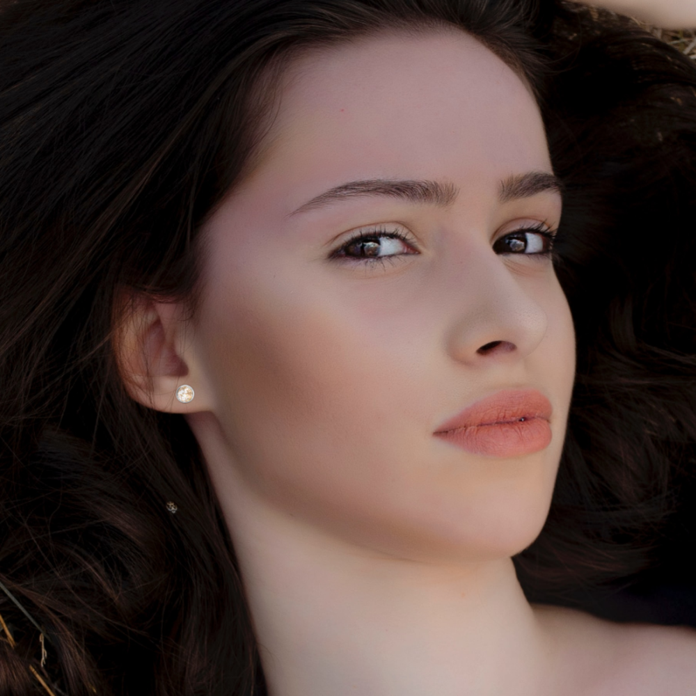 MINET Stříbrné náušnice PECKY se žlutými zirkony