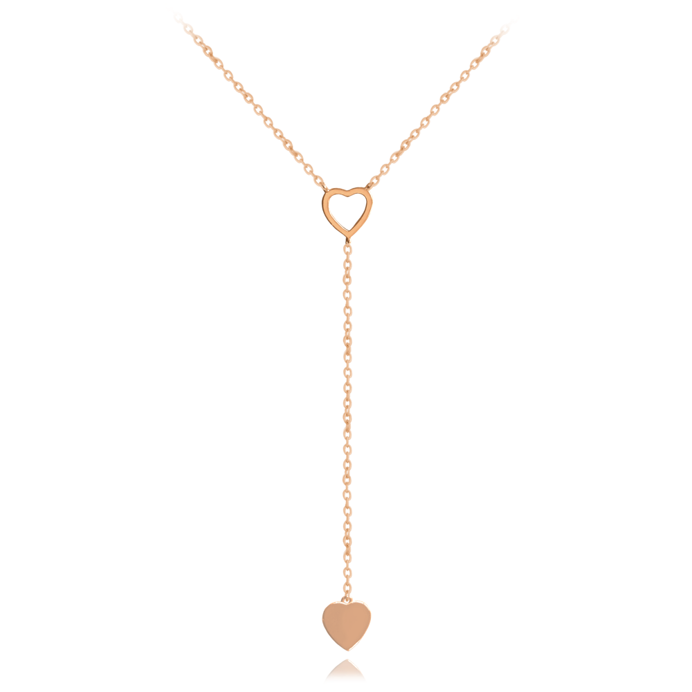 MINET Rose gold stříbrný náhrdelník LOVE se srdíčky JMAN0332RN45