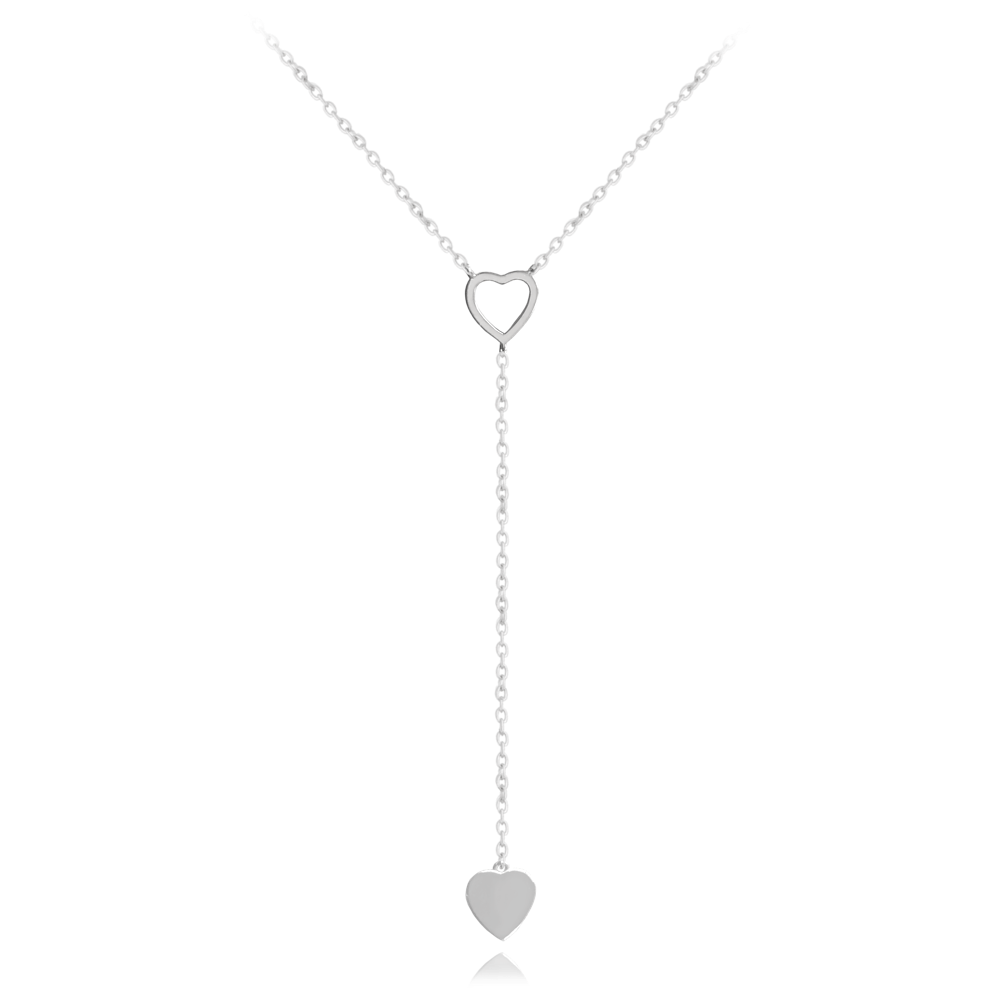 MINET Stříbrný náhrdelník LOVE se srdíčky JMAN0332SN45
