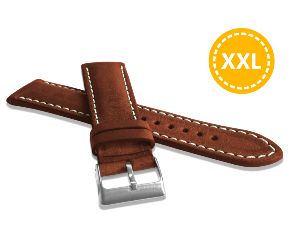 LAVVU XXL Prodloužený přírodně barvený hnědý řemínek NATURE z kůže Top Grain - 24 XXL LSRXH24