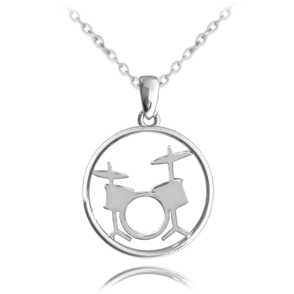 MINET Stříbrný náhrdelník BUBNY v kroužku JMAN0036DN45