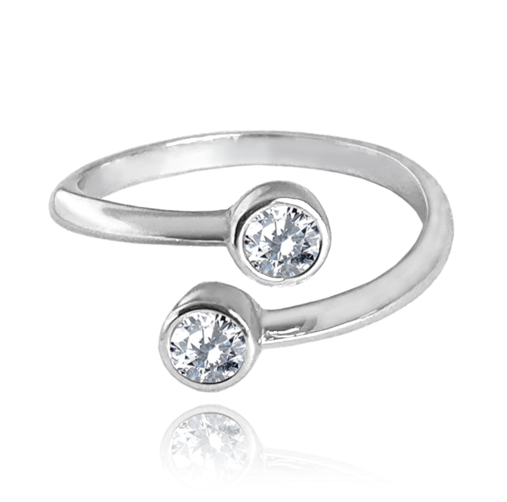 MINET Otevřený stříbrný prsten se zirkony vel. 50 JMAN0335SR50