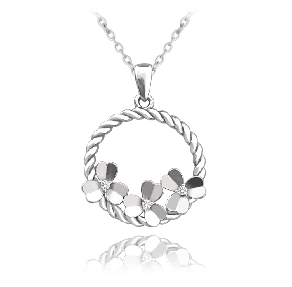 MINET Rozkvetlý stříbrný náhrdelník FLOWERS se zirkony JMAS5060SN45