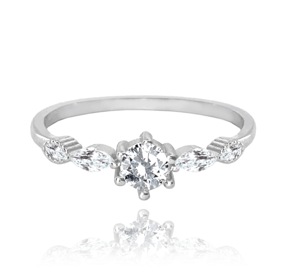 MINET Elegantní stříbrný prsten s bílými zirkony vel. 48