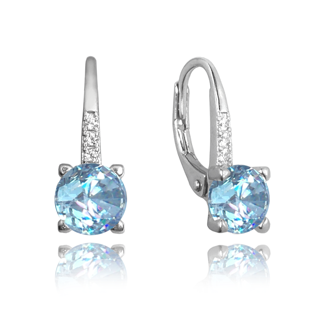 MINET Elegantní stříbrné náušnice se světle modrým zirkonem JMAS0150AE00