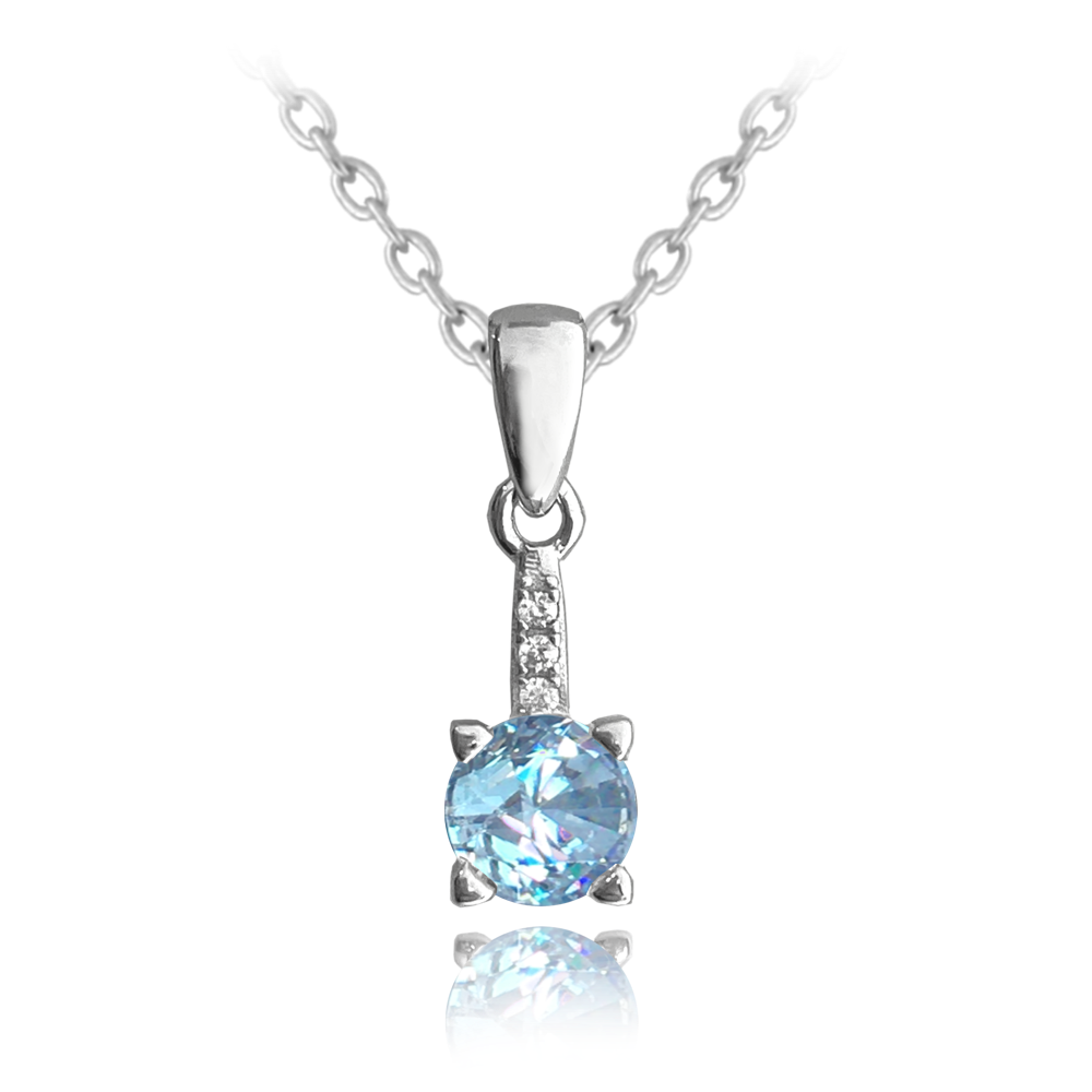 MINET Elegantní stříbrný náhrdelník se světle modrým zirkonem JMAS0150AN45