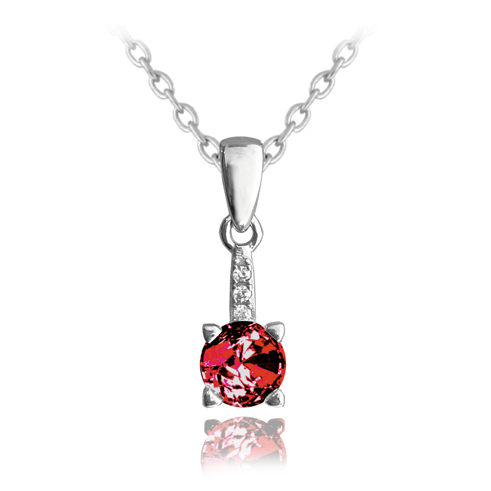 MINET Elegantní stříbrný náhrdelník s červenými zirkonem JMAS0150RN45