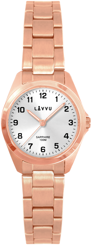 LAVVU Rose gold dámské titanové hodinky EINA s vodotěsností 100M a safírovým sklem LWL5052