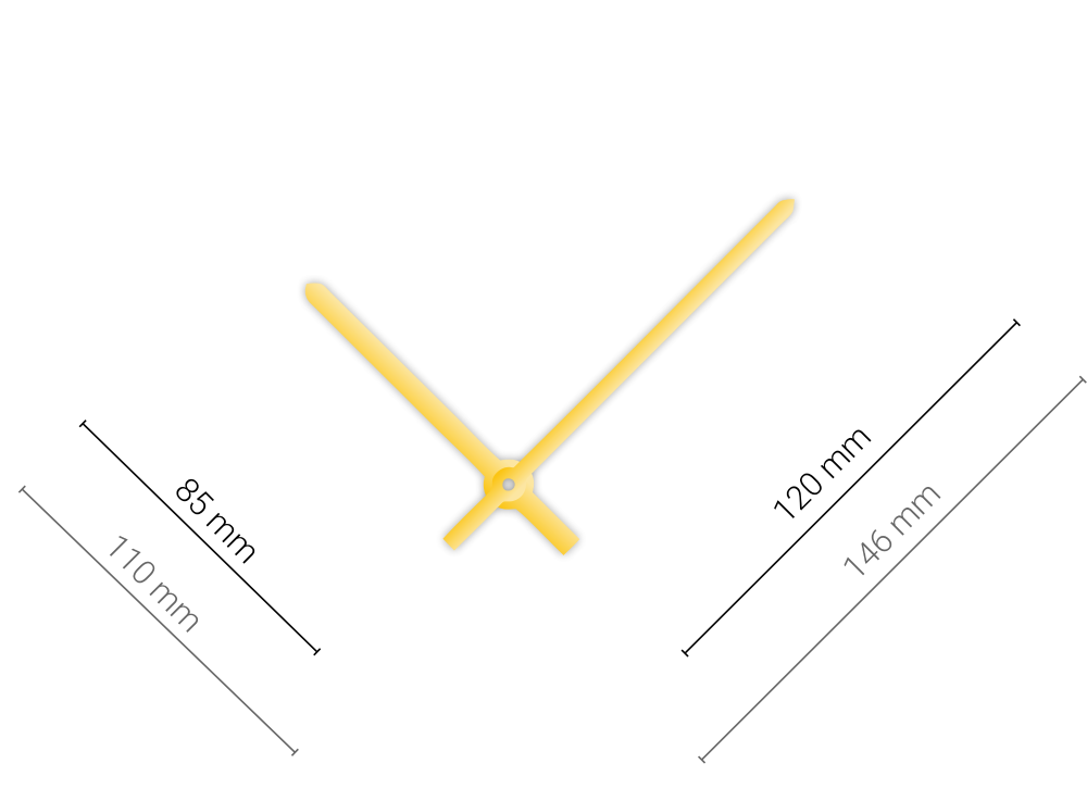 Zlaté rovné hliníkové ručičky na hodiny 120 mm | 85 mm