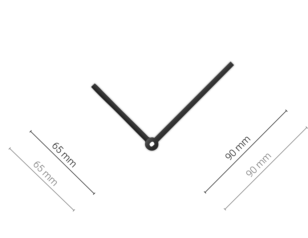 LAVVU Černé rovné hliníkové ručičky na hodiny 90 mm | 65 mm