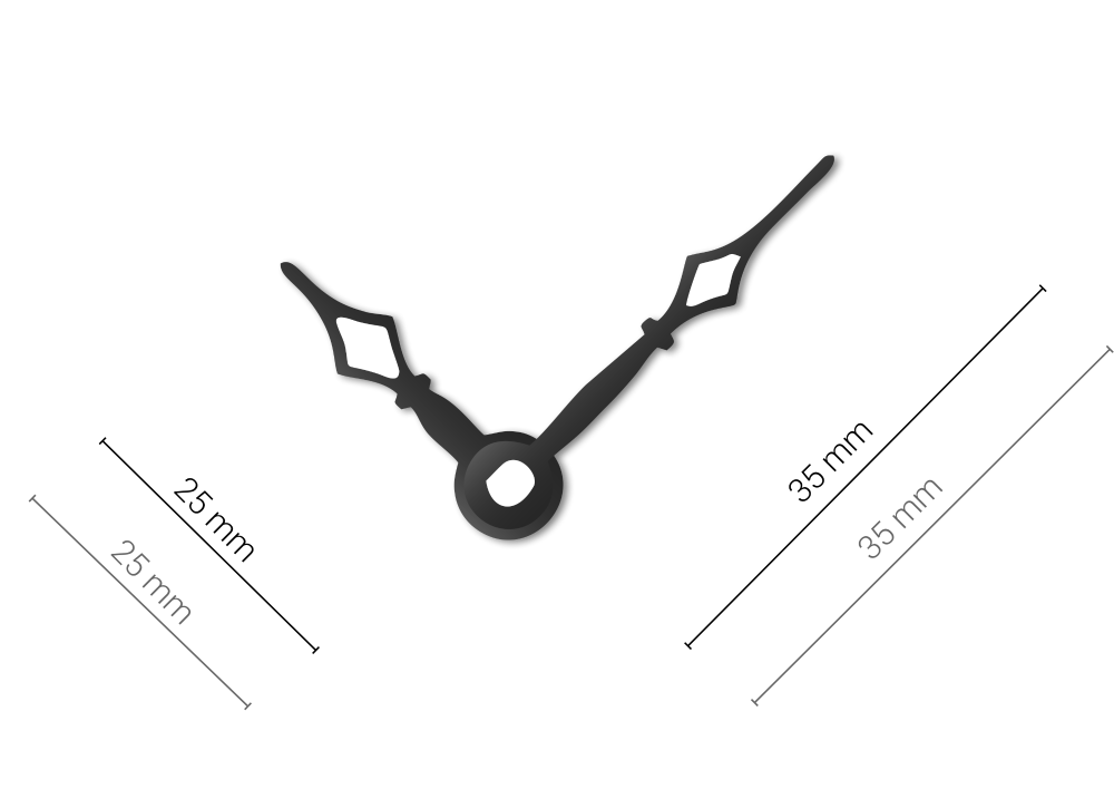 Malé černé hliníkové ručičky na hodiny Classic 35 mm | 24 mm APH048B