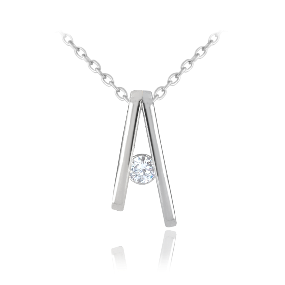 MINET Elegantní stříbrný náhrdelník s bílým zirkonem JMAS0160SN45