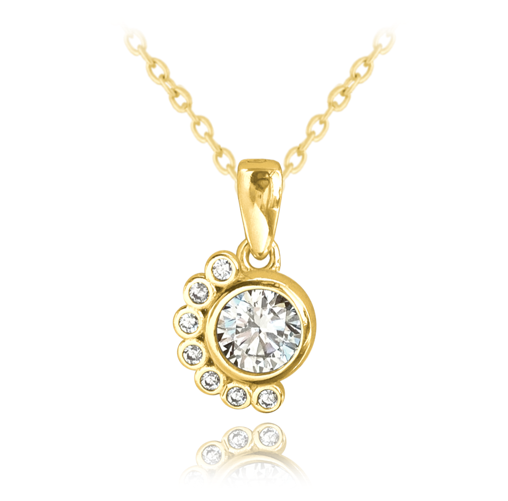 MINET Pozlacený elegantní stříbrný náhrdelník s bílým zirkonem JMAS0162GN45
