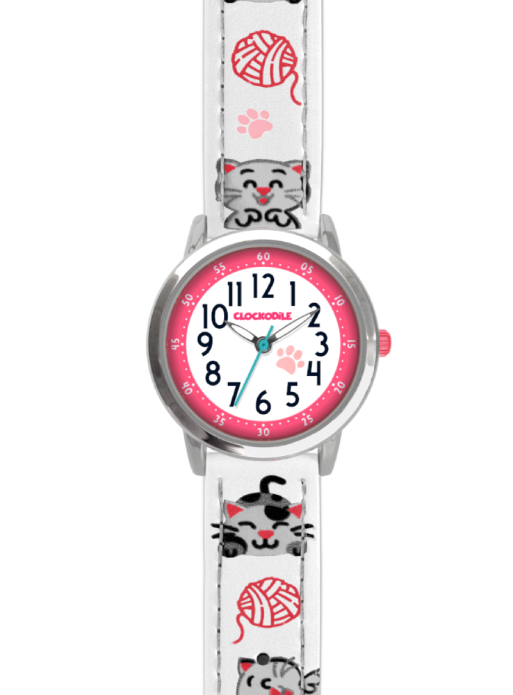 CLOCKODILE Bílé dívčí dětské hodinky KOČKY CWG5140