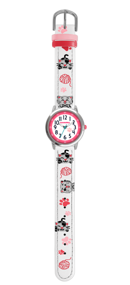 CLOCKODILE Náramkové bílé dívčí dětské hodinky KOČKY CWG5140