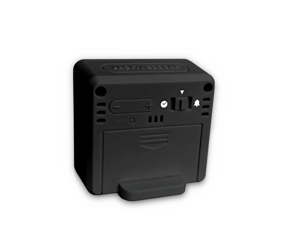 LAVVU Digitální budík řízený rádiovým signálem NORDLYS černý se světelným senzorem LAR0041