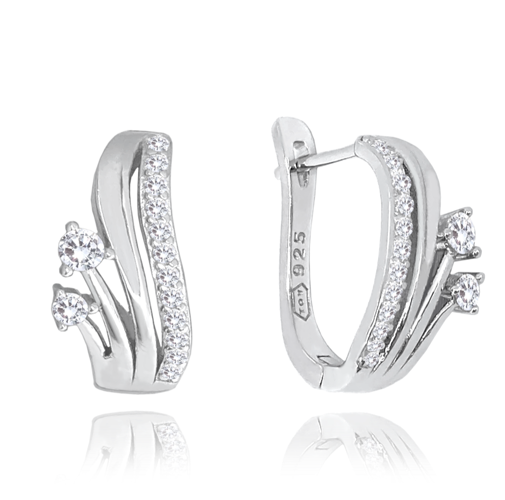 MINET Luxusní stříbrné náušnice s bílými zirkony JMAS0164SE00