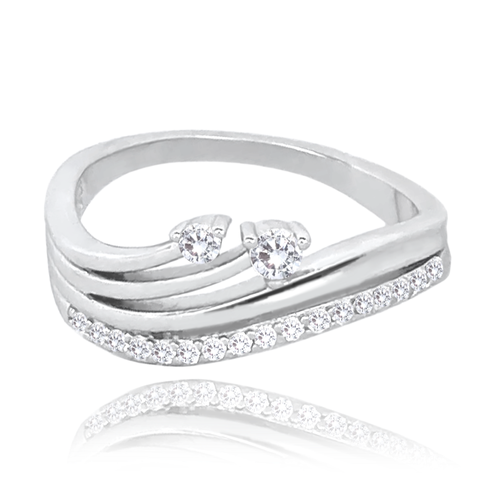 MINET Luxusní stříbrný prsten s bílými zirkony vel. 55 JMAS0164SR55